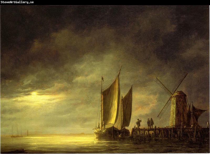 Aelbert Cuyp Fishing boats by moonlight.